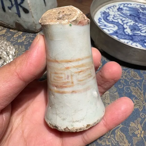 Y红绿彩高足杯瓷片标本学习收藏顺丰包邮