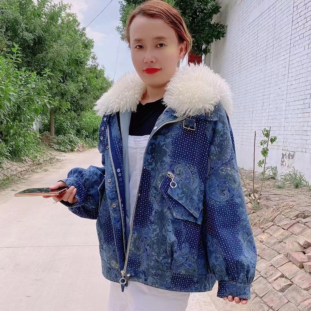 牛仔阔版落肩派克服