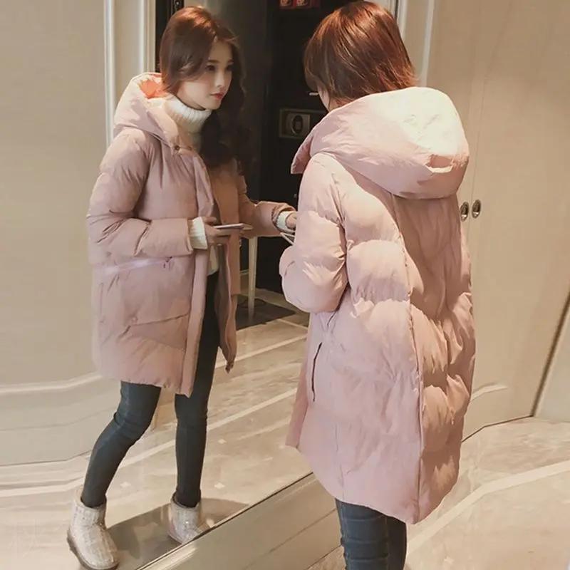 秋冬羽绒服女中长款冬季加厚保暖羽绒服女学生韩版面包服宽款款