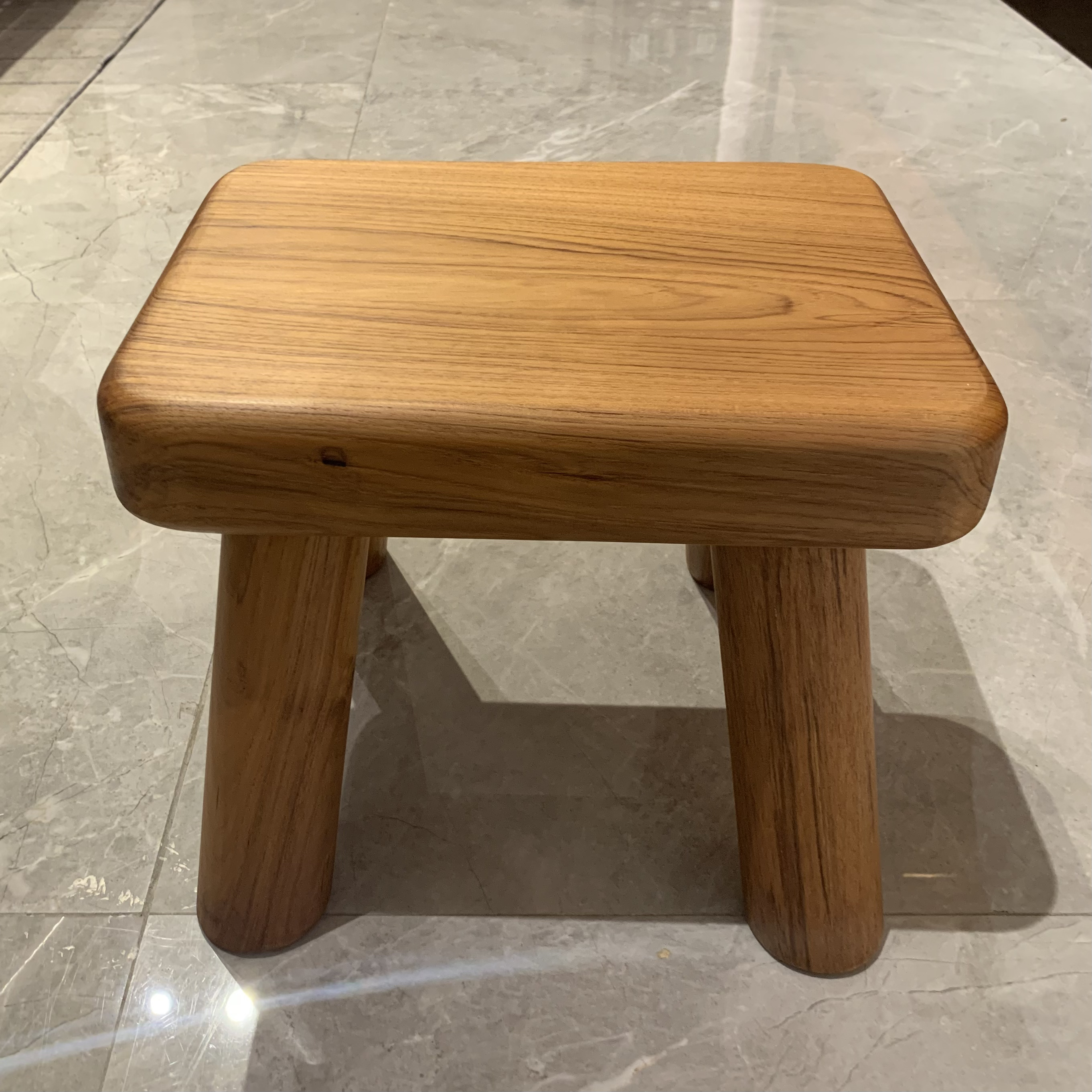 缅甸柚木精致小凳厚实家用凳子柚木小厚墩客厅复古简约方形木质