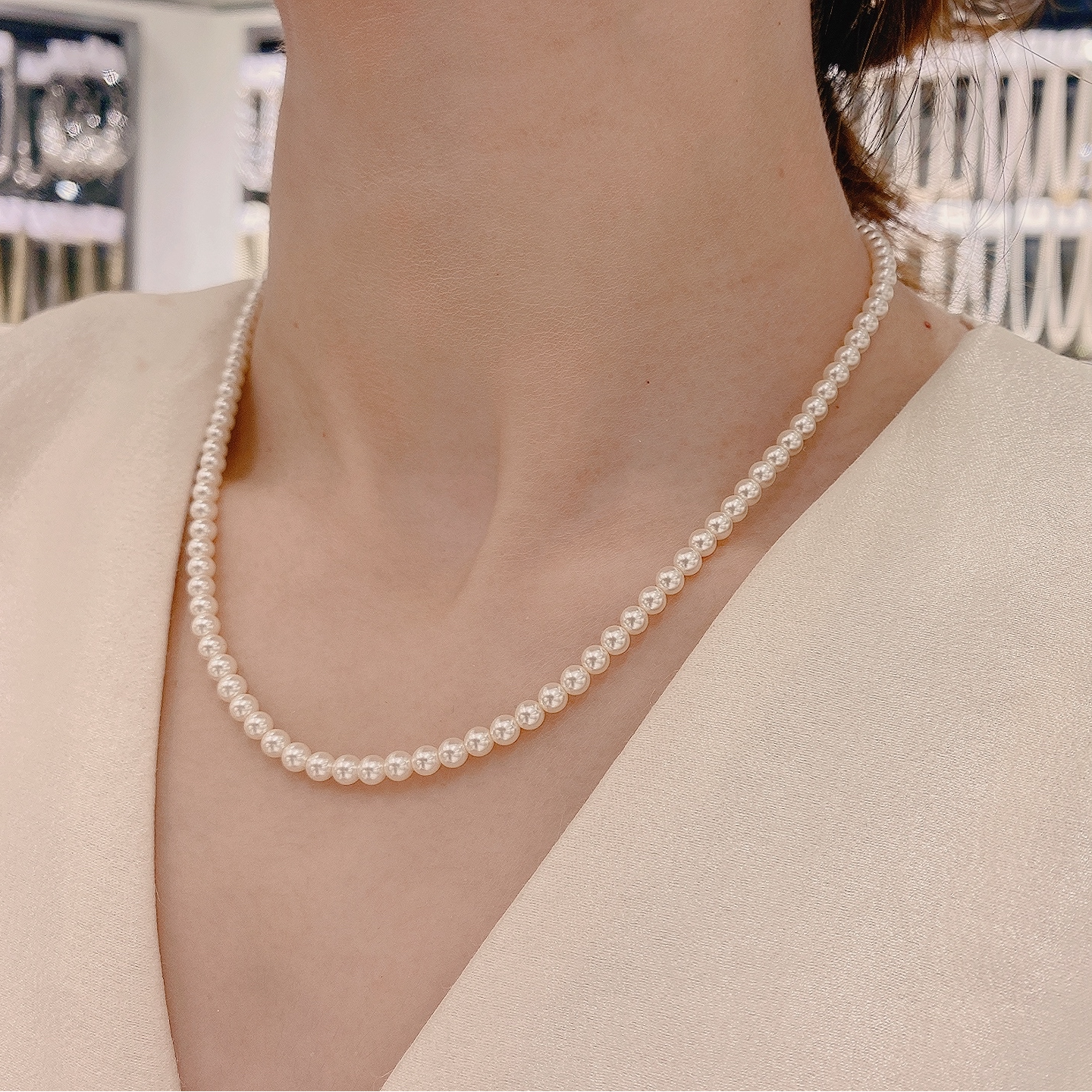 铜合金仿珍珠项链 施家珠珠项链素链气质法式  CX019