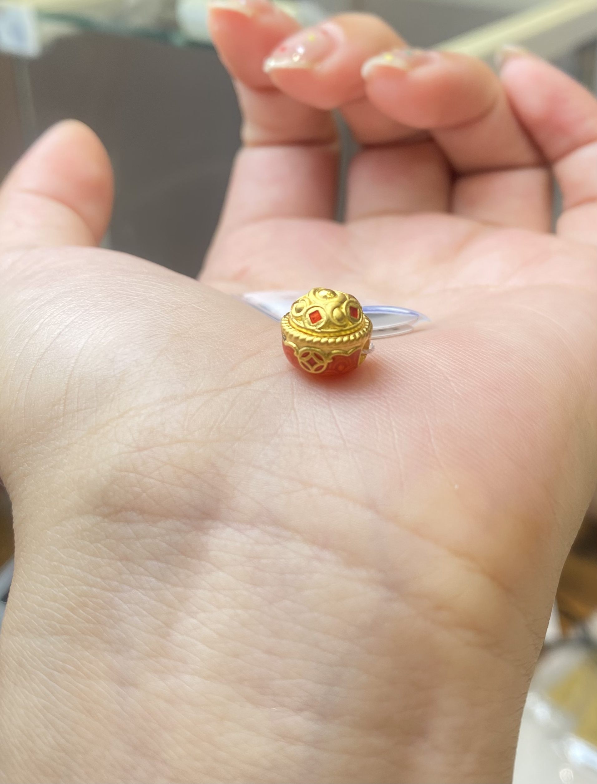 足金999  珐琅彩转转招财聚宝盆  精致百搭