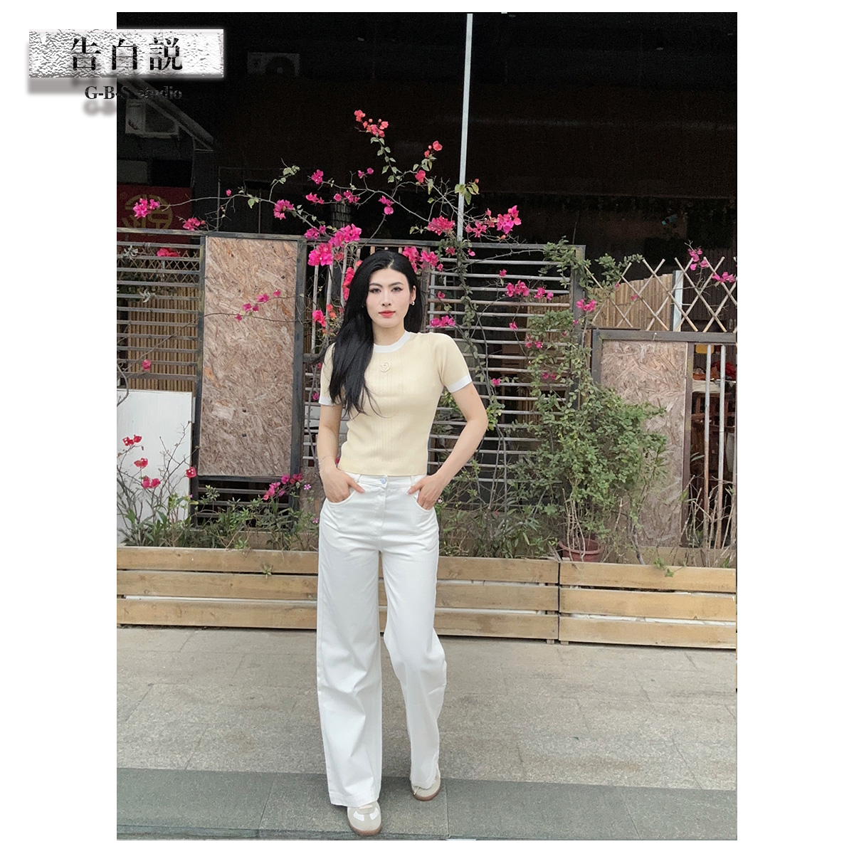 【告白说私人定制】春季白色牛仔裤窄版高腰直筒裤显瘦小个子长腿