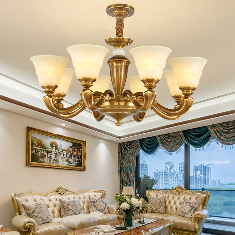 可洛美式复古全铜吊灯经典大气客厅灯简约餐厅灯卧室书房灯具灯饰