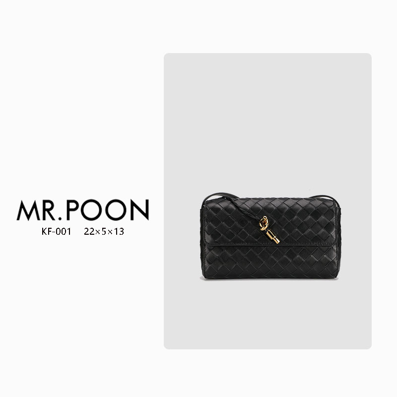 Mr.Poon/潘先生新款冬秋季真皮单肩包羊皮编织女包轻奢女包
