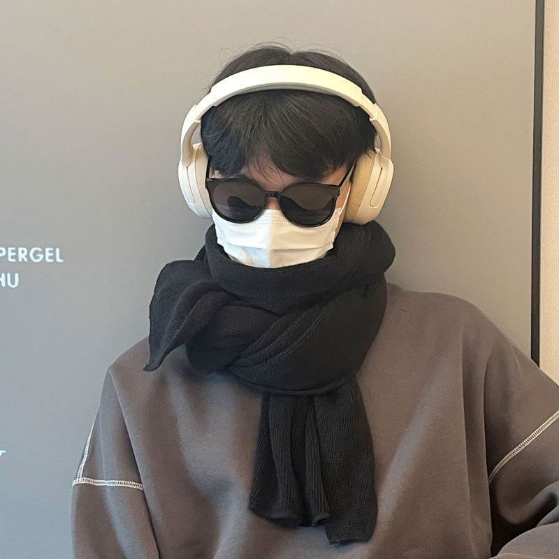 灰色2024男韩版百毛线潮日系搭大围巾冬季秋冬针织ins保暖女新款