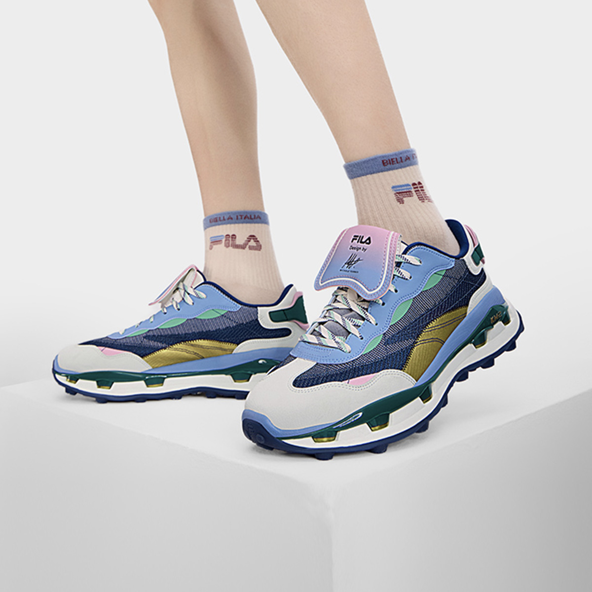 FILA斐乐【潮流百搭】KM2叠叠鞋男鞋时尚休闲透气先锋运动鞋老爹鞋