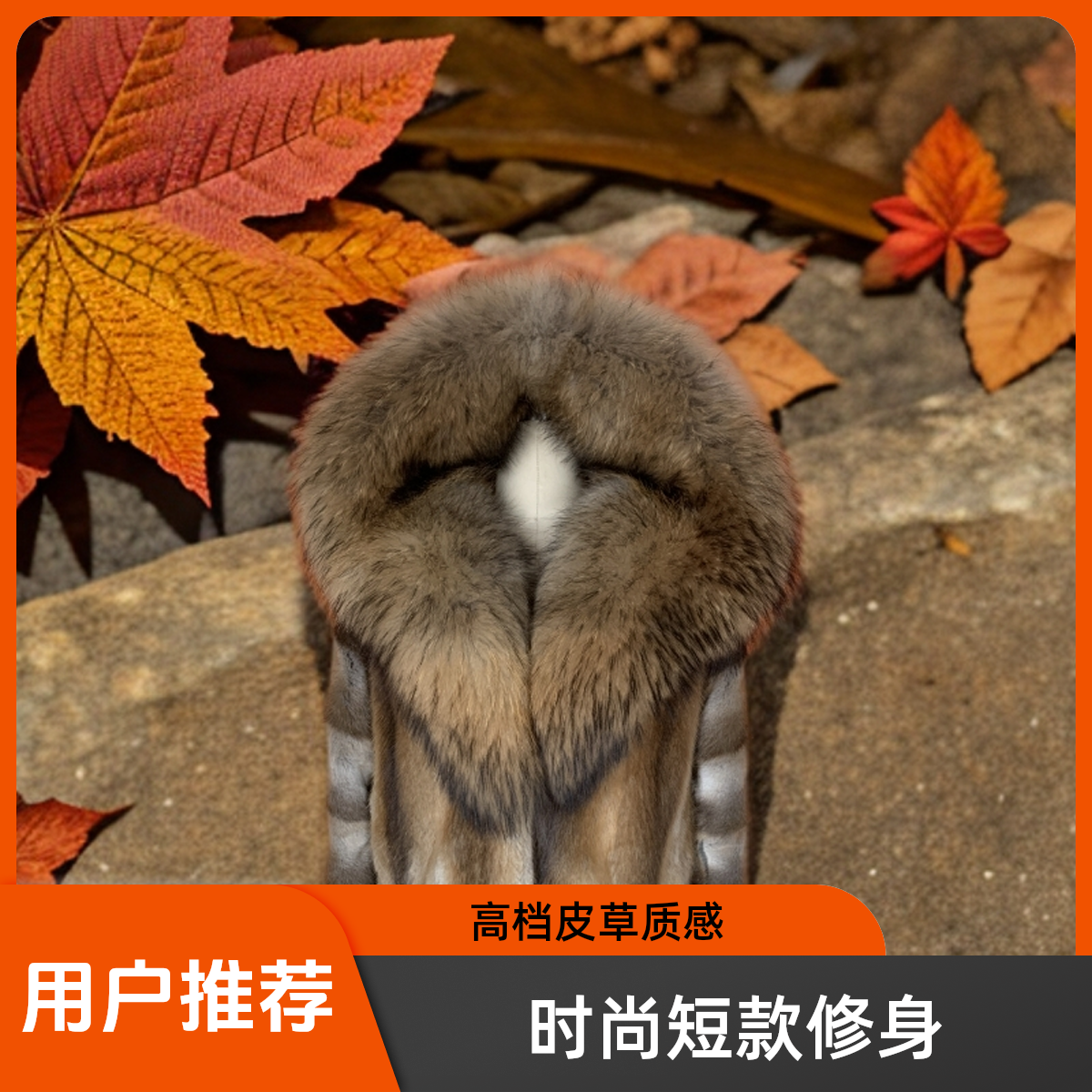 2024高档时尚短款青根貂显高显瘦连帽修身冬季外套