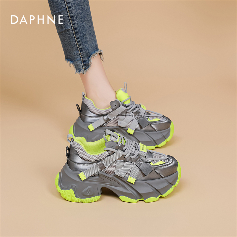 达芙妮增高老爹鞋女2025新款真皮松糕百搭网红超火ins运动休闲鞋