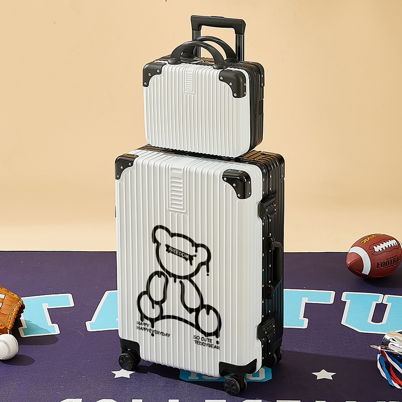 2023新款行李箱女卡通涂鸦20寸登机密码箱大容量铝框耐用旅行箱男