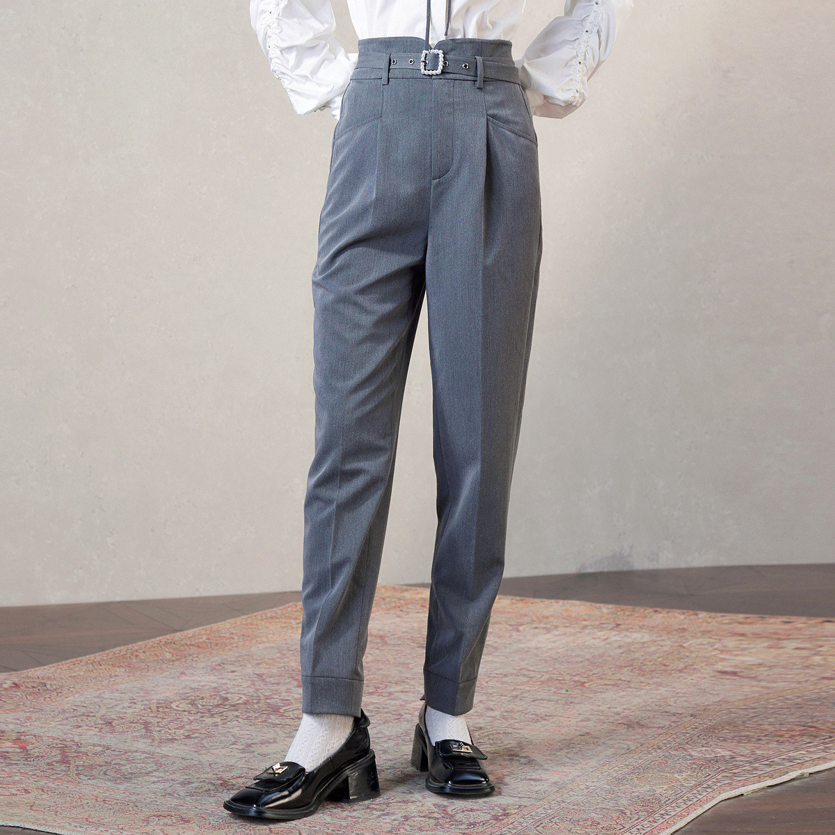 【陈大可 专属】百搭锥形长裤女春款高腰通勤风九分裤子