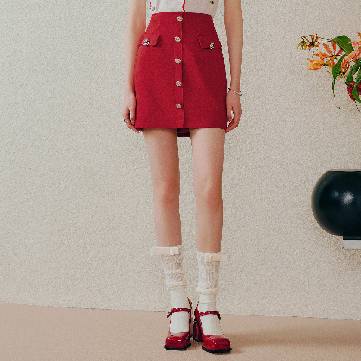 【高高甄选】MAXRIENY海军风高腰包臀裙2023夏季新款复古红裙子