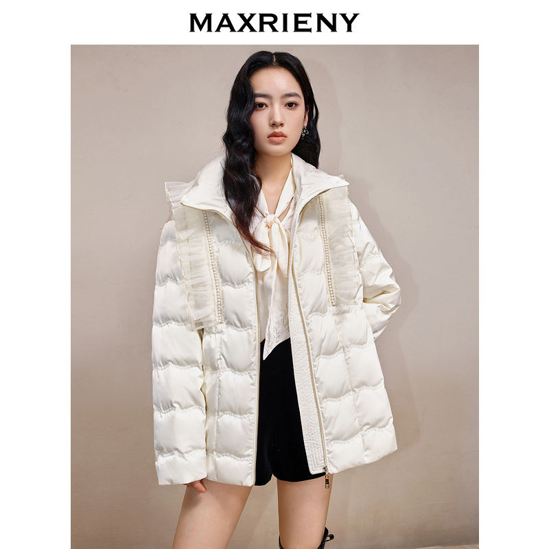 【陈大可 专属】MAXRIENY甜美复古感羽绒服冬季新款手工绣花珠片