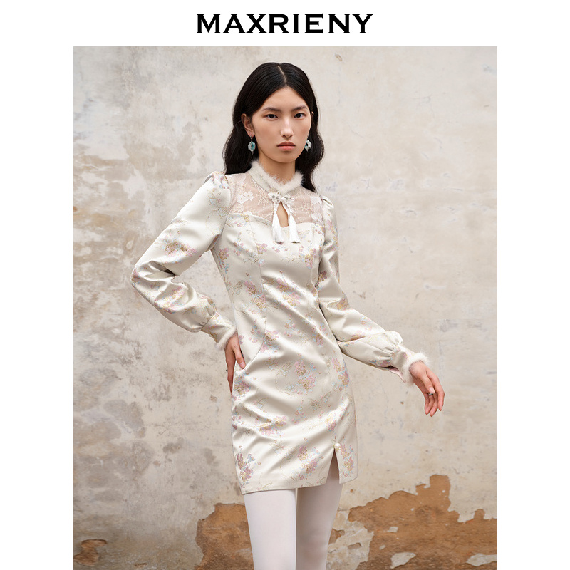 【芊芊专属】MAXRIENY国风新中式绣花连衣裙新款精致裙