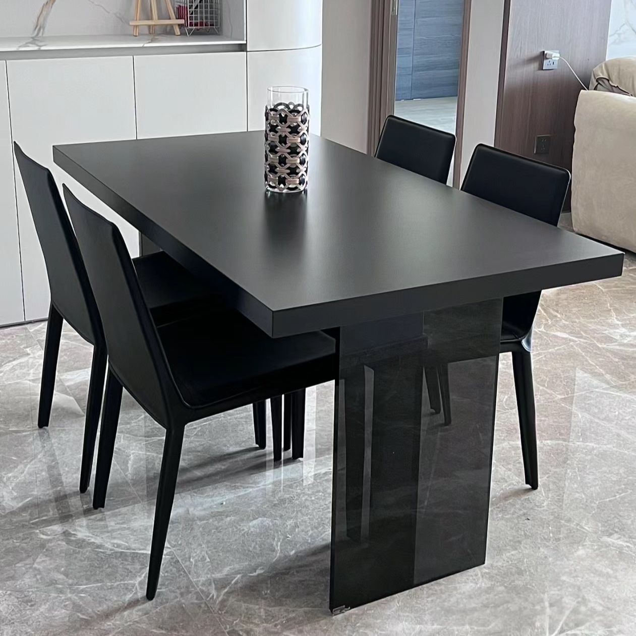 悬浮下挂饭桌子新款轻奢一体创意小户型餐厅岛台家用一体餐桌家用