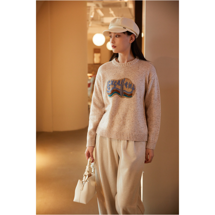 西町村屋复古毛衣女款2023新款秋冬慵懒风宽松针织上衣HD8104008