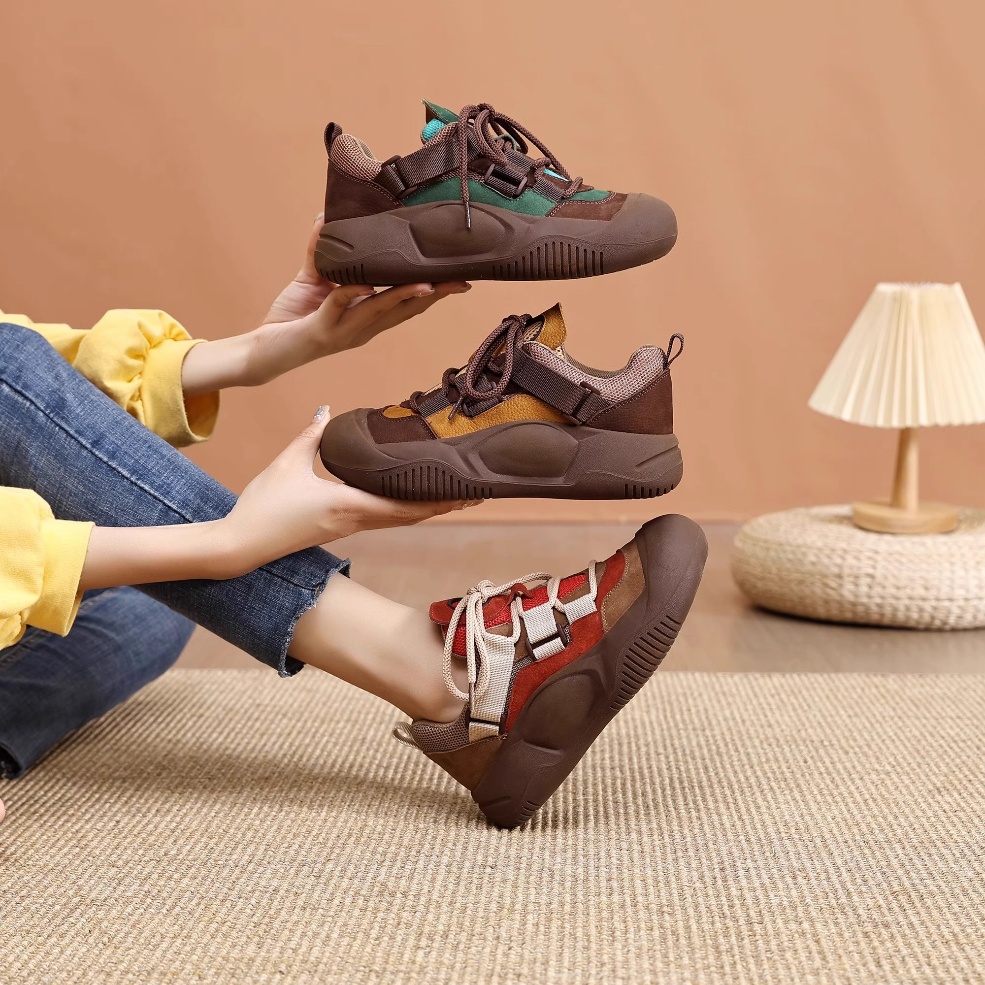 2023新款爆款秋季复古老爹鞋 软底百搭舒适 女款休闲运动女鞋