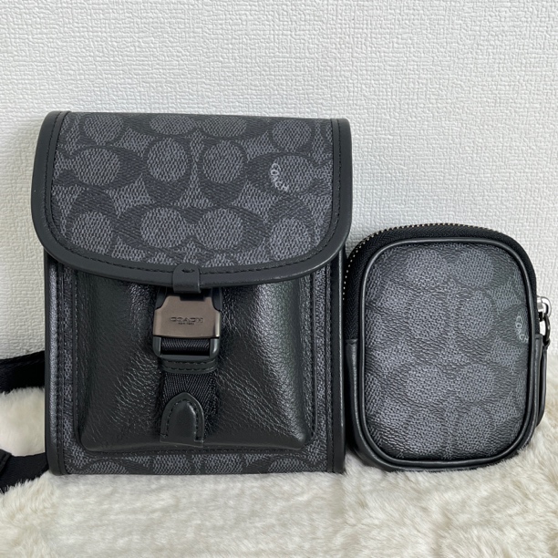 99新 COACH/蔻驰 1702/经典黑老花三合一手机包