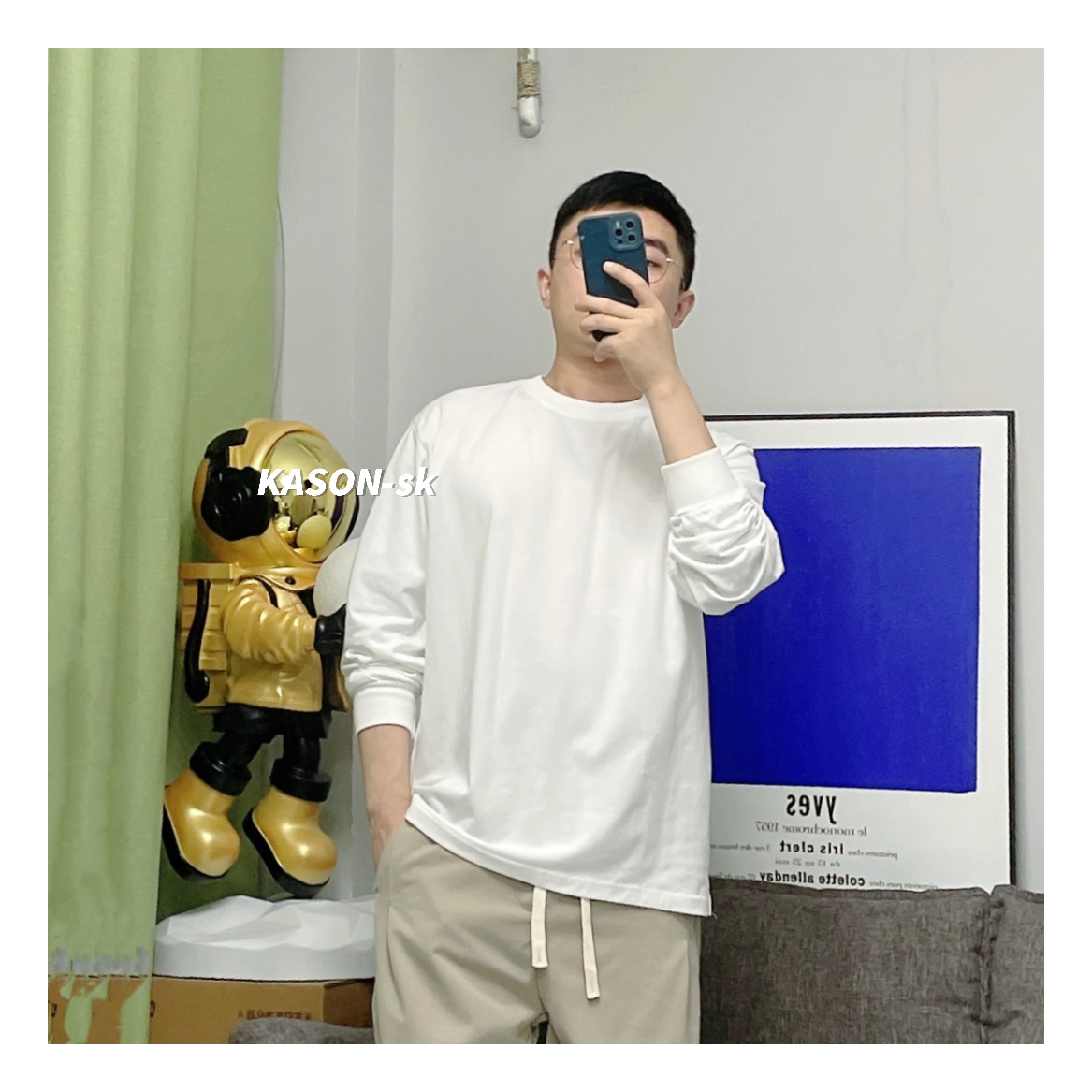 KASON 白色长T/打底神器纯色新疆棉长袖2024