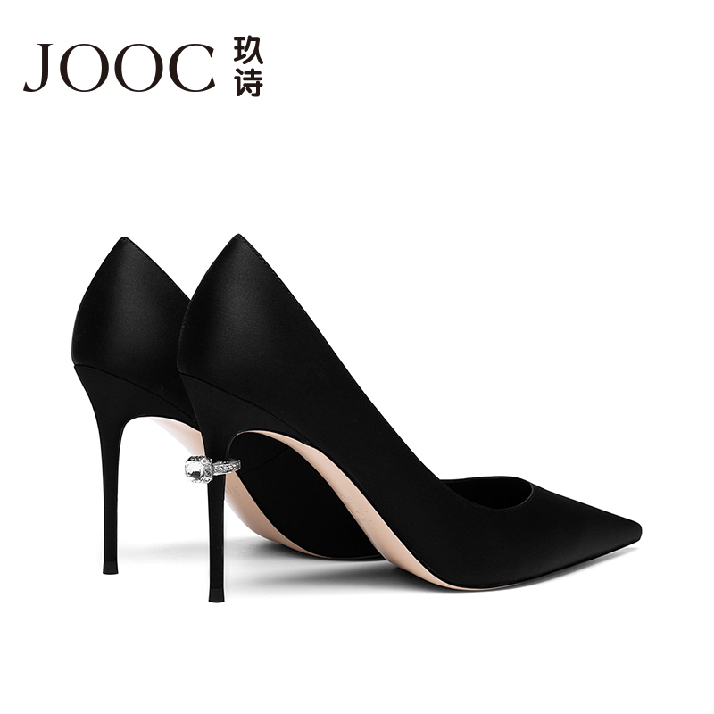 JOOC/玖诗一生一世 时尚浅口秋季尖头高跟鞋水钻细跟单鞋职业社交