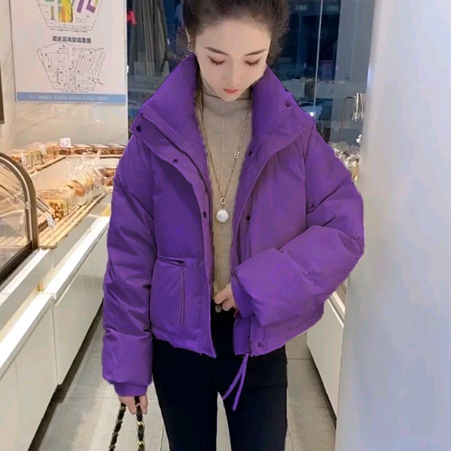 2023冬季韩版羽绒服女短款厚面包服立领矮个子宽松棉衣外套