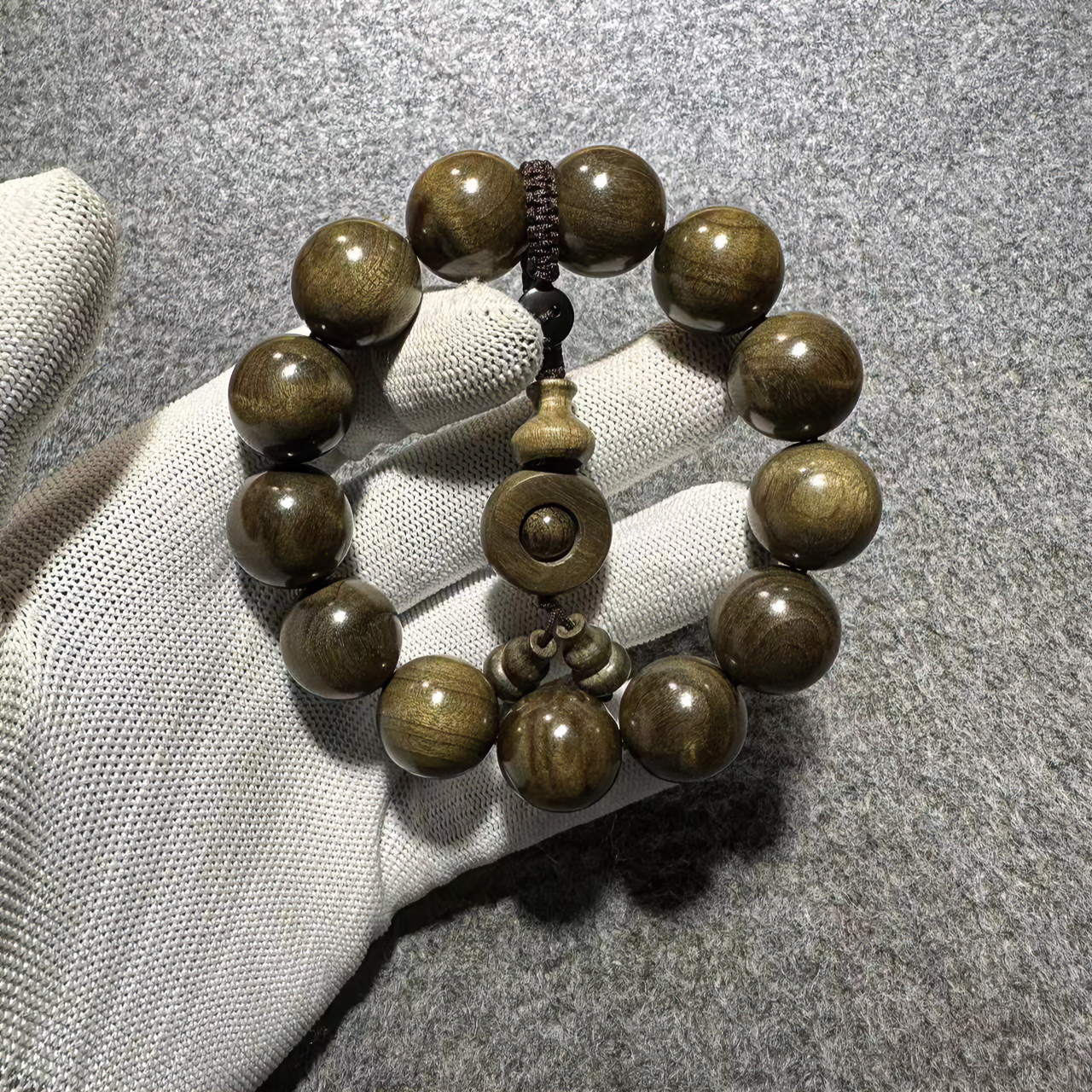 老料金丝楠1.8圆珠阴沉金丝楠盘玩手串