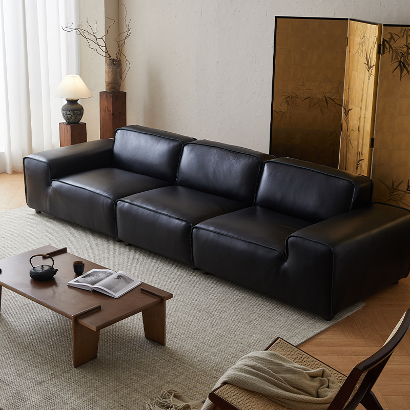 支吾墨屿沙发整张美洲头层牛皮真皮意式大黑牛沙发