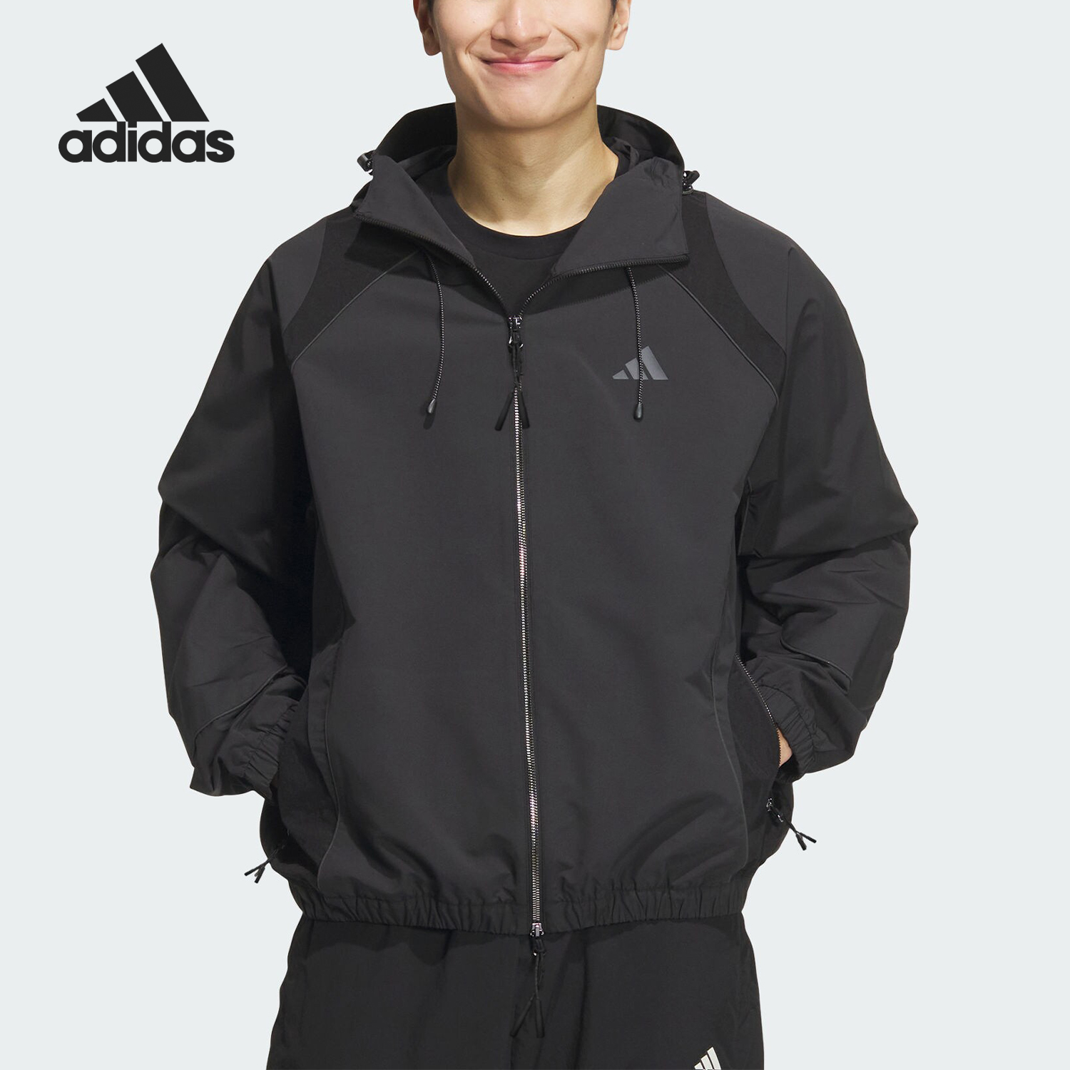 Adidas/阿迪达斯正品新款男士宽松休闲运动连帽外套服装JI8735
