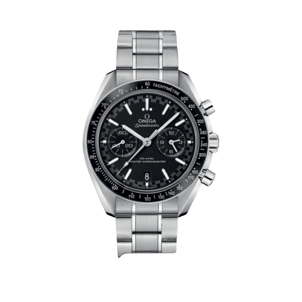 99新 Omega/欧米茄 超霸赛车双眼计时黑钢/公价77600/44.25mm