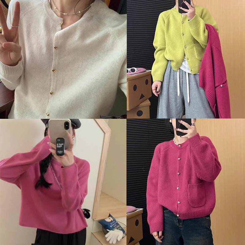 恋仓秋装新款高订羊毛针织衫开衫女装毛衣羊毛衫外套
