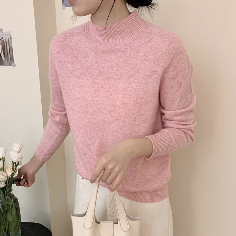 依家——24026【半高领】100%山羊绒打底衫女士纯色针织毛衣时尚