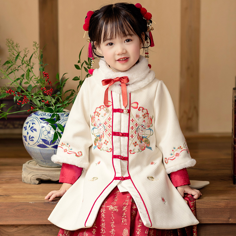 【金玉】冬季红色新款上衣女童明制儿童原创古风刺绣对襟衫外套汉服