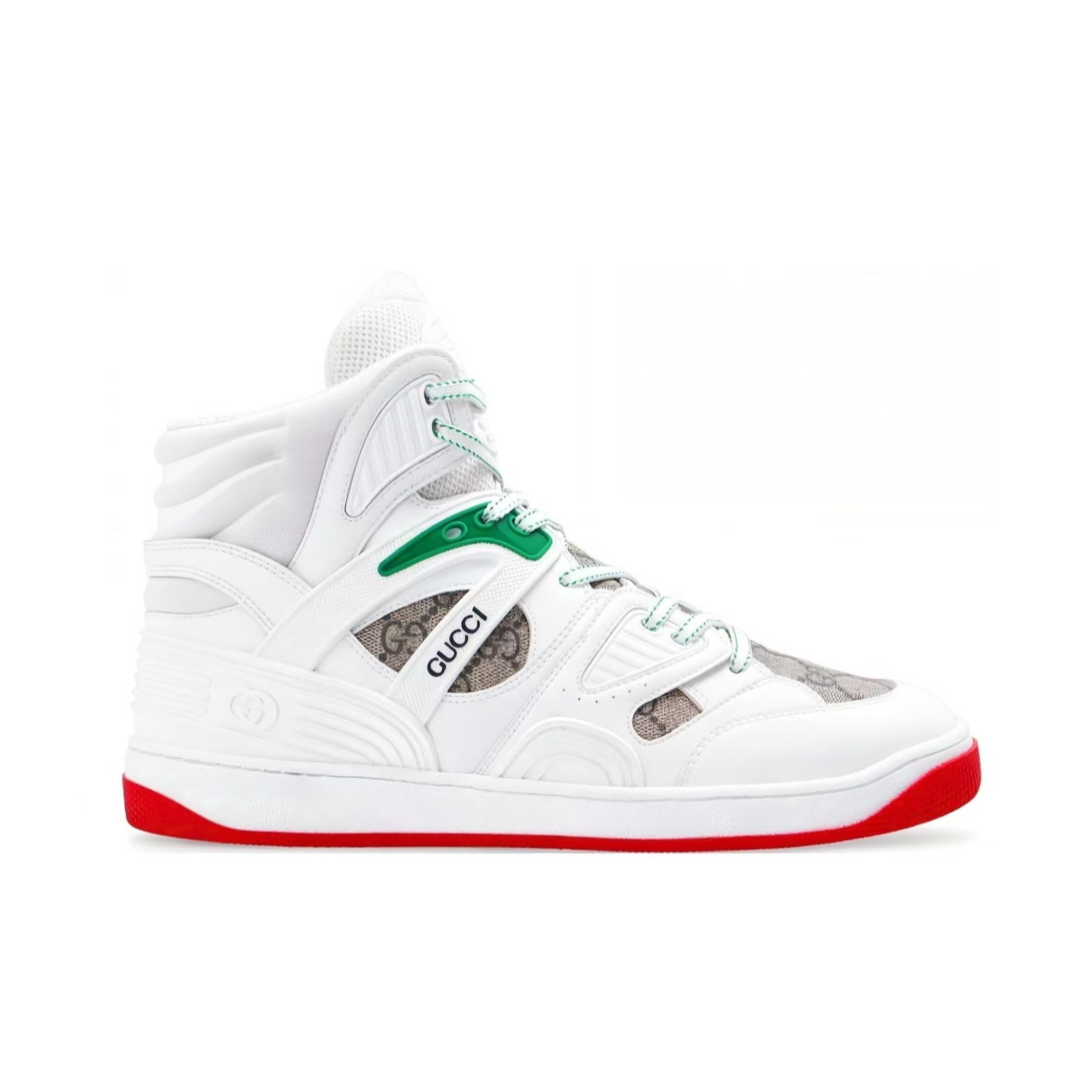 全新未使用 GUCCI/古驰  BASKET高帮白色板鞋舒适休闲板鞋 白色