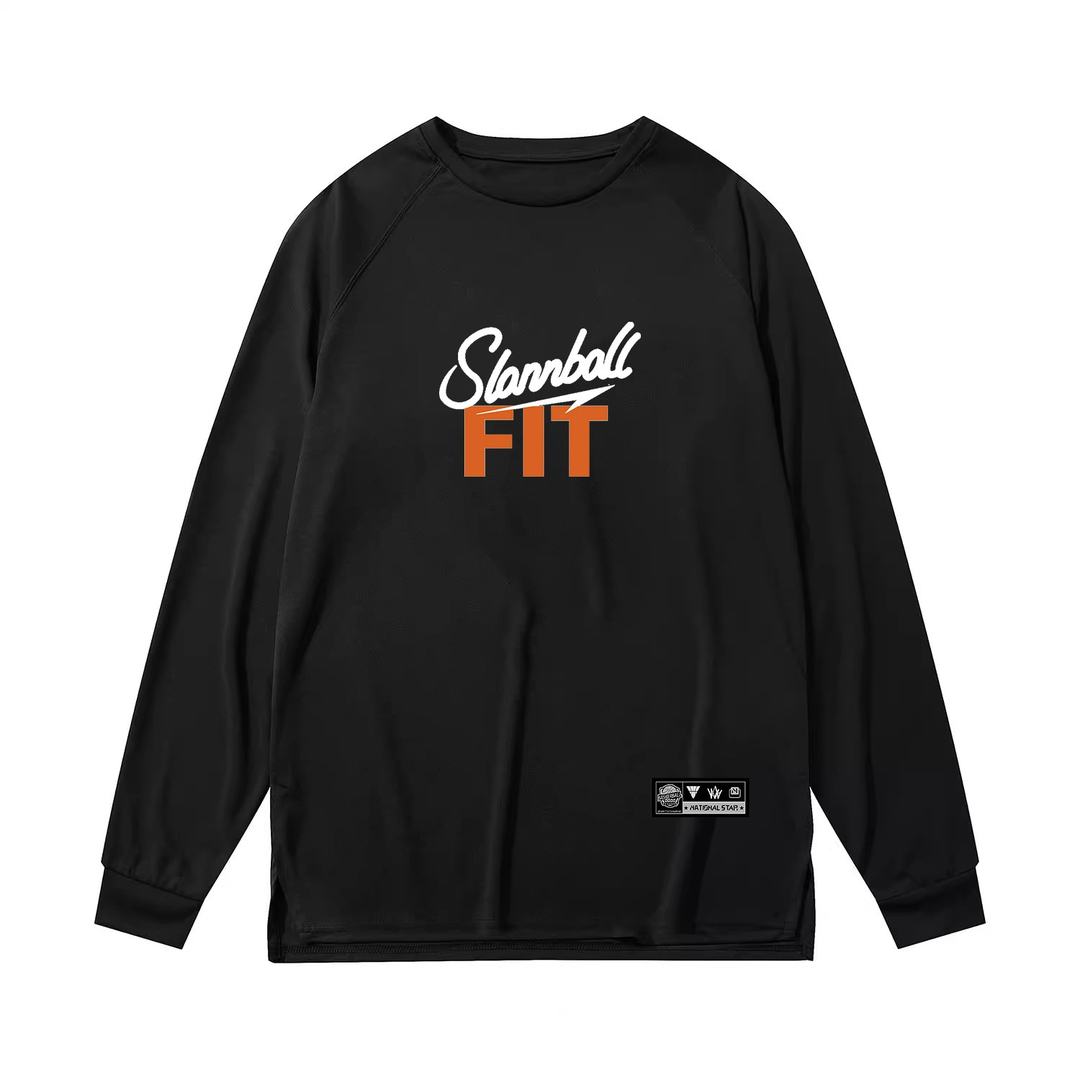 SLAMBLL-FIT新款训练运动长袖男T恤圆领透气速干投篮球服跑步上衣