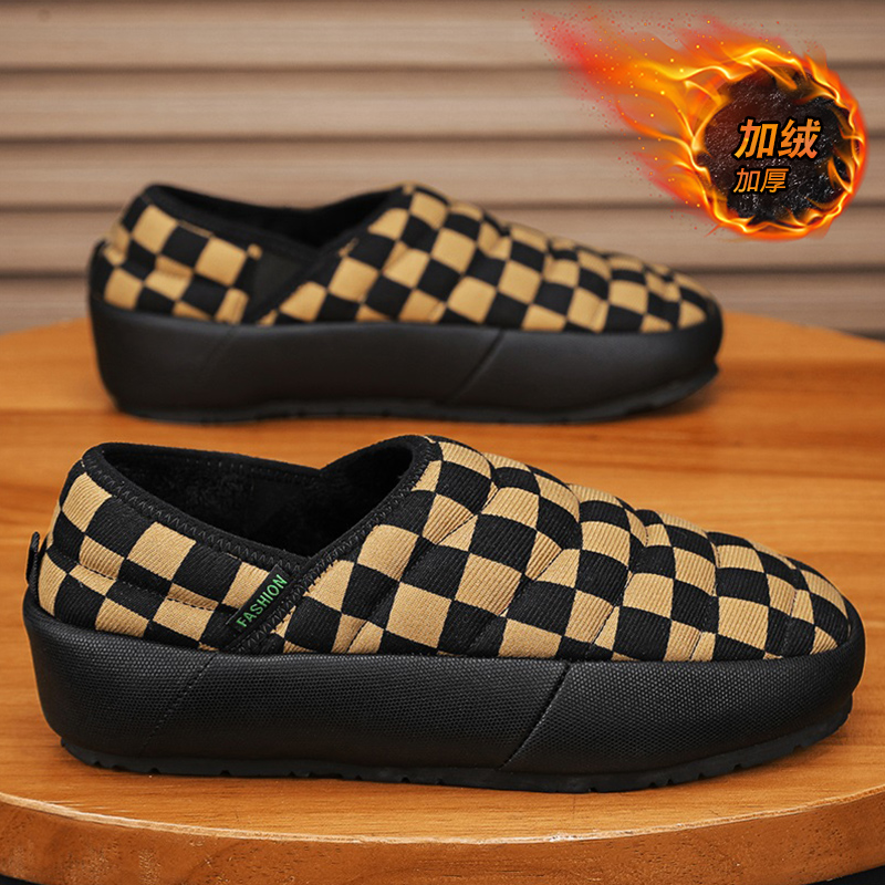 回力瑞男鞋冬季加绒棉鞋懒人一脚蹬豆豆鞋男士乐福鞋防滑保暖潮鞋