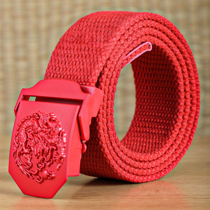 本命年红腰带男士女士龙年结婚老人裤腰带学生百搭休闲潮帆布腰带