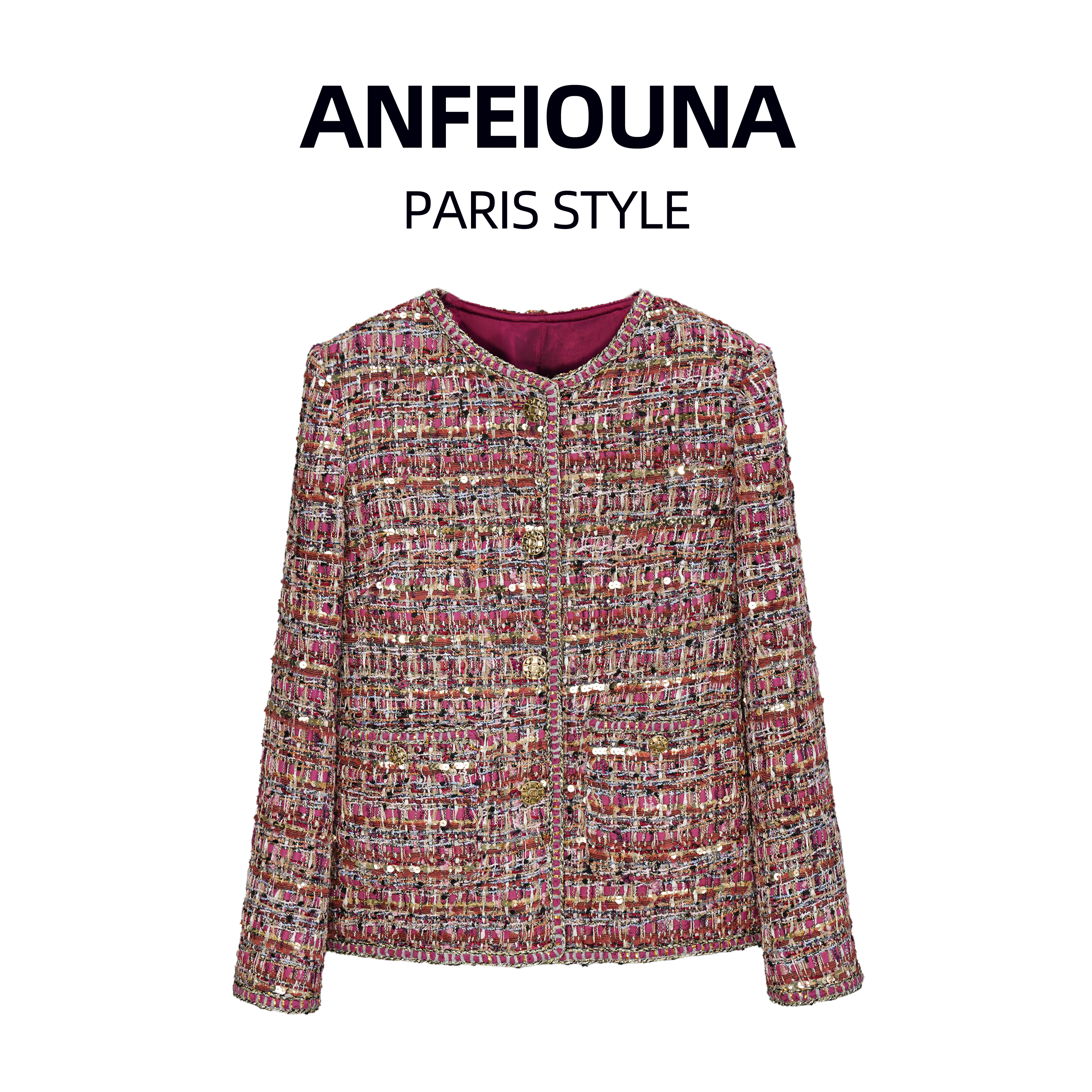 2024新款玫瑰密会晨锐小香风粗花呢外套上衣6507