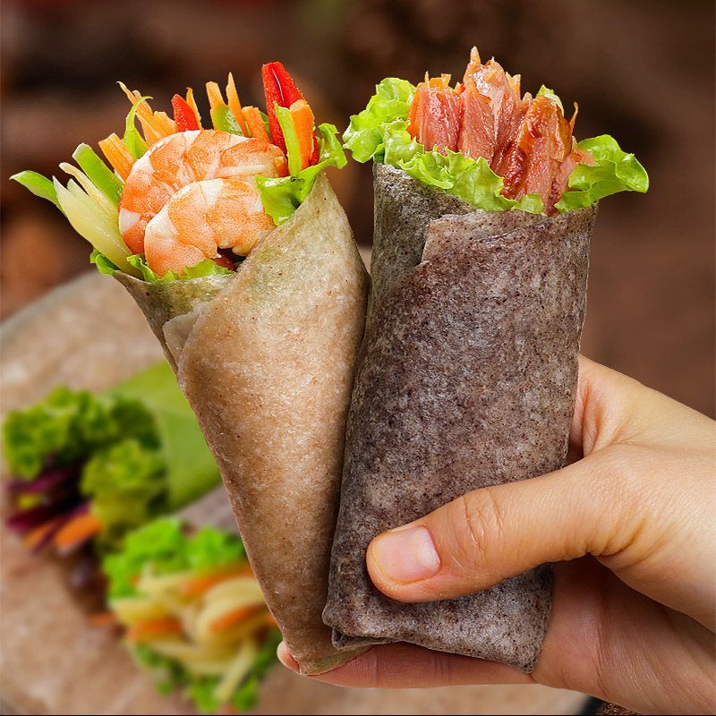 三种口味黑全麦荞麦全麦卷饼低脂代餐山东煎饼早餐粗粮荞麦饼筋饼