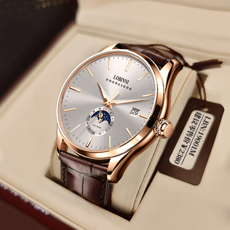 【罗宾尼官方旗舰】经典男士手表机械表男手表多功能夜光男款19001