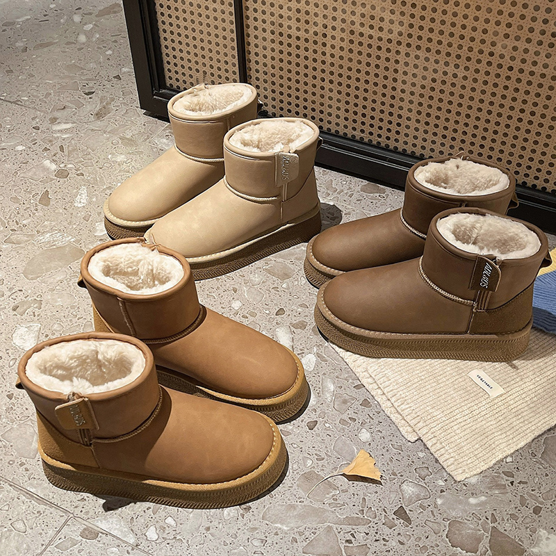 意大利袋鼠防水爆款加绒雪地靴女外穿厚底2024冬季新款百搭雪地棉