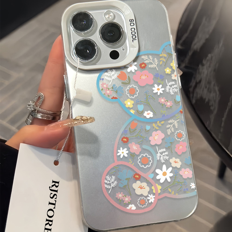 奥菲顿春日线条花熊iphone15/13苹果手机壳14pro华为vivo小米oppo