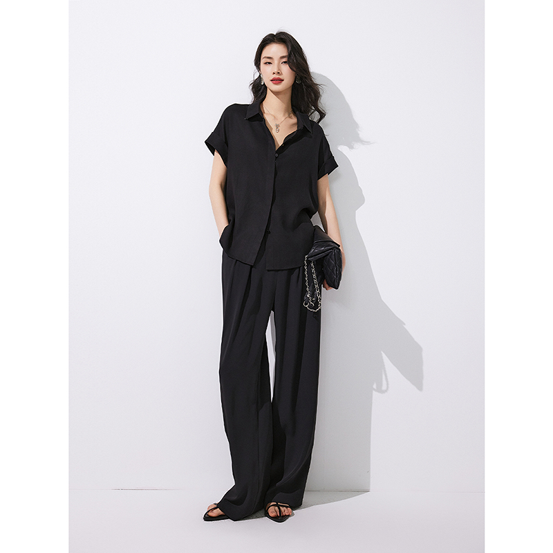 初棉【悠然】高级感天丝衬衫夏季353604014