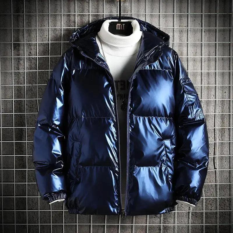 羽绒服男士亮面保暖冬季轻薄大码面包服外套潮牌羽绒服潮流