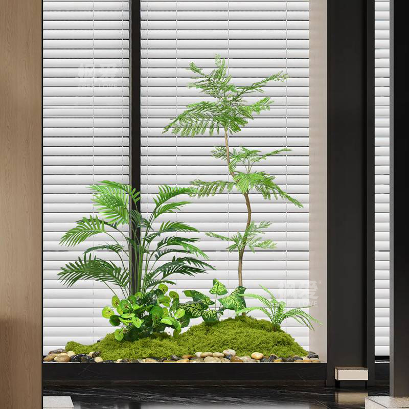 仿真绿植造景室内假花植物景观装饰阳台橱窗楼梯间堆景树盆栽场景
