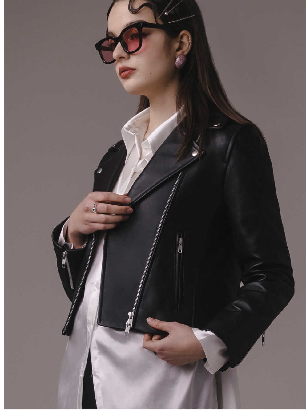 东大门原单短款机车夹克 女款女士精品绵羊皮外套真皮皮衣春秋