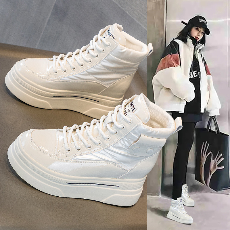 红蜻蜓牌真皮休闲女鞋2023冬季新款厚底增高保暖短靴女厚毛雪地棉