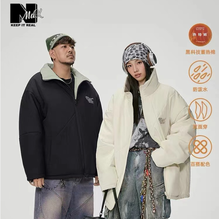 NMAX大码潮牌男装冬装热特姆蓄热长款棉服杜邦三防外套ENM005