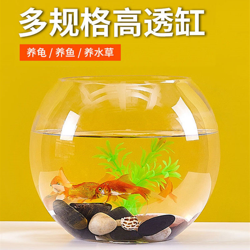 透明玻璃鱼缸家用客厅圆球小型金鱼乌龟缸免换水懒人办公桌生态缸
