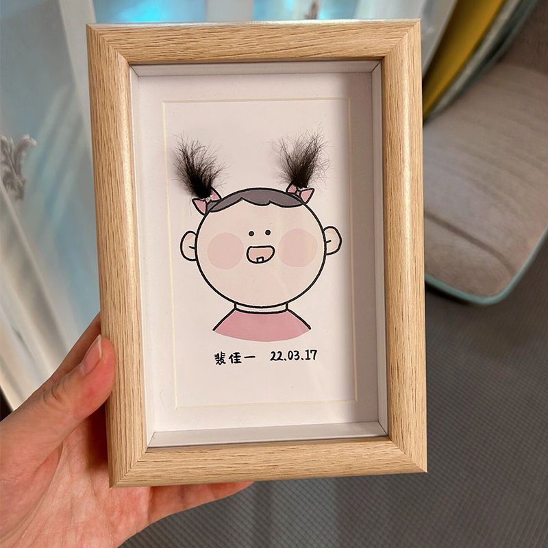 【福利品】宝宝胎毛相框新生婴儿胎发收藏纪念品台保存制作自制盒