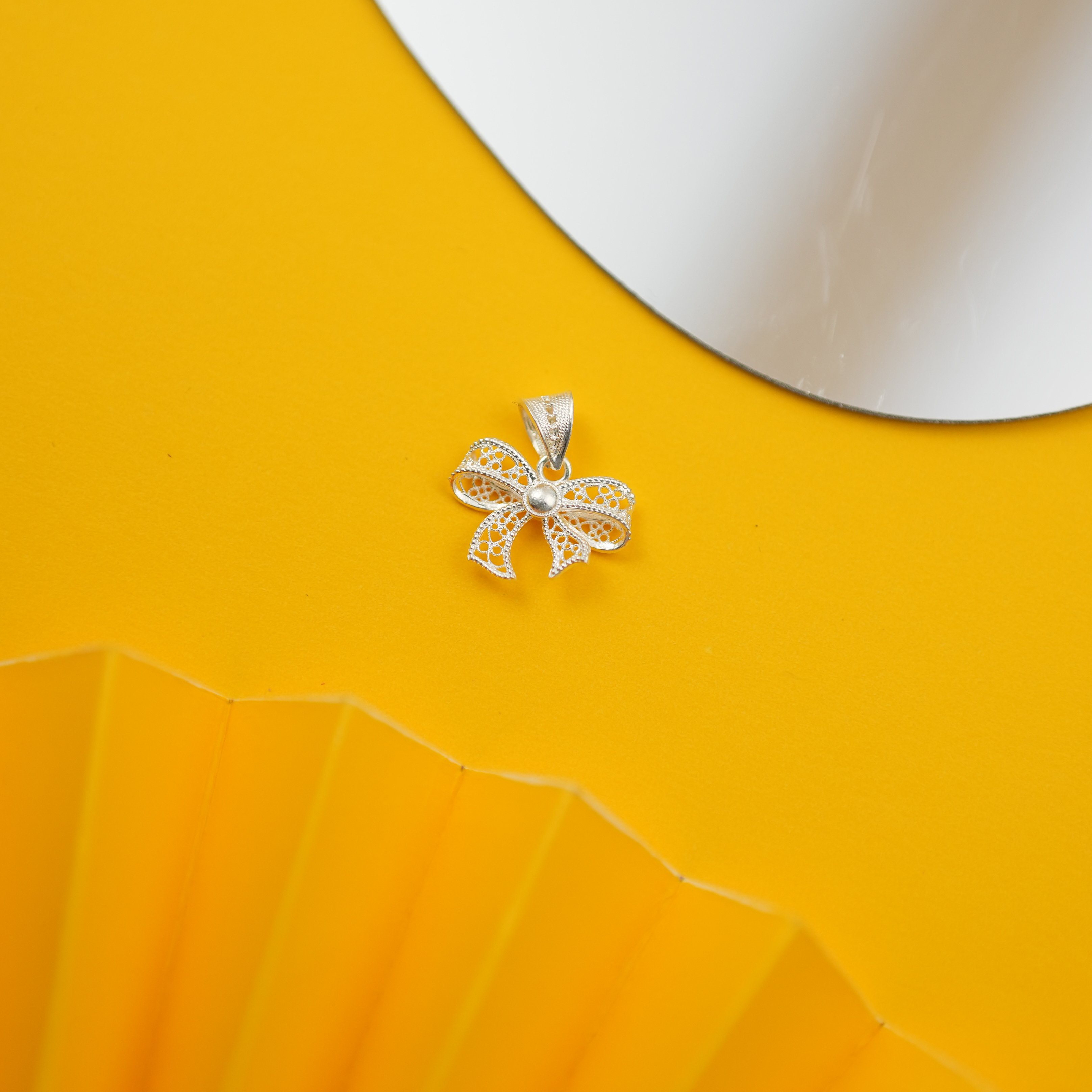 吊坠足银 【花丝蝴蝶结吊坠】黔喜银饰 足银甜美气质百搭项链礼物女